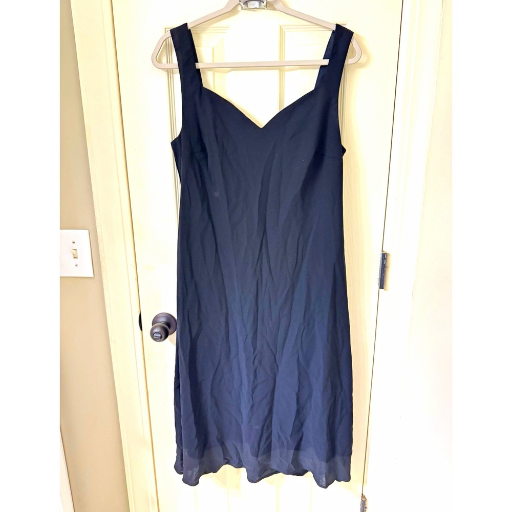 S.L. Fashions Black Solid V-Neck Sleeveless Woven Mini Dress Size 14